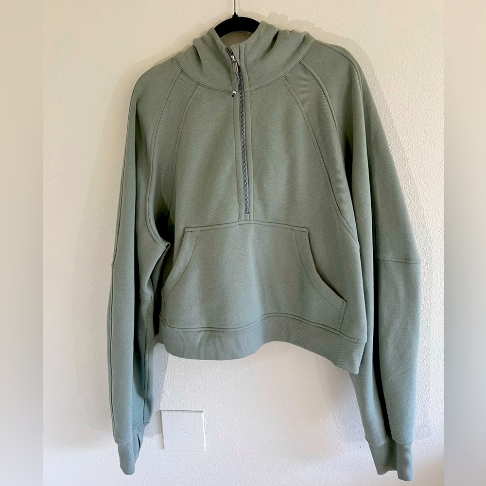 Lululemon quarter zip scuba hoodie in sage green